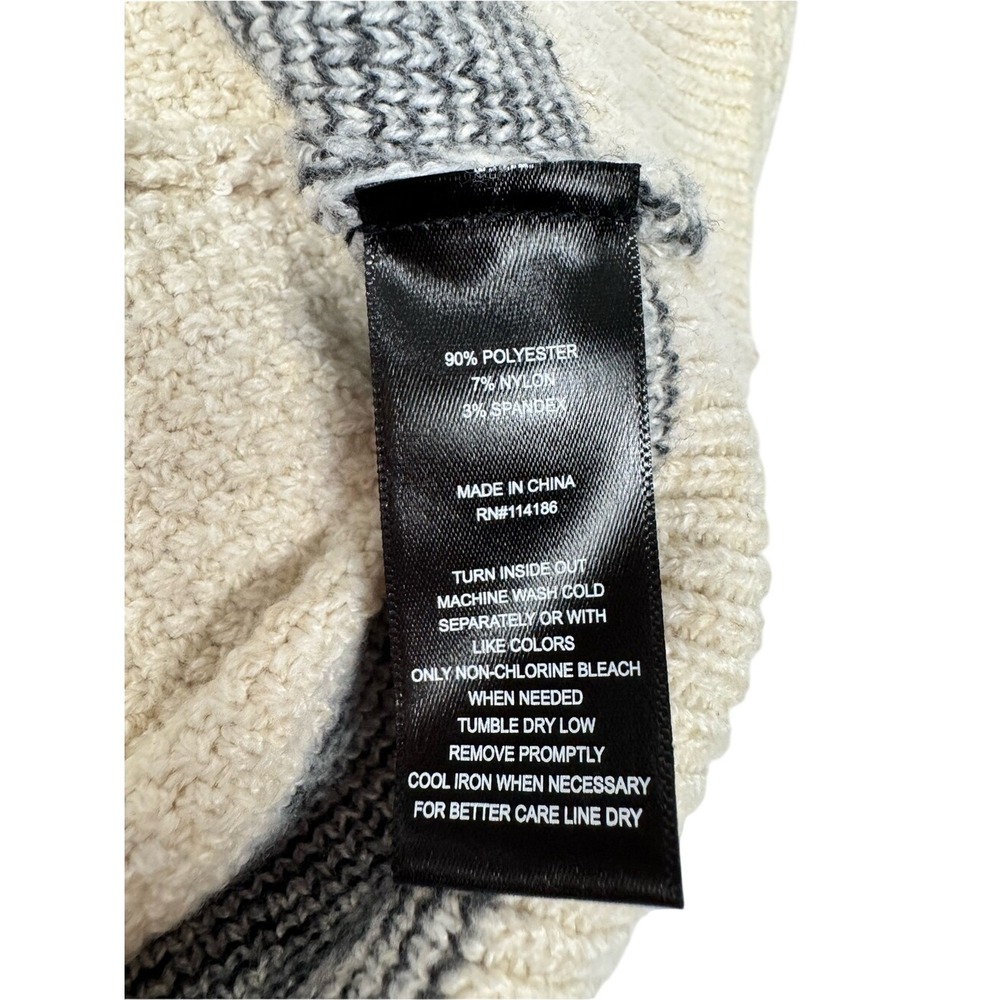 FRYE Cream Shawl Collar Cardigan with Black & Gray Fair Isle Inspired - Picture 8 of 9